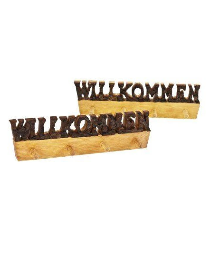 ReineNatur Schlüsselbrett "Willkommen" - Erle mit Rinde - 4 Haken - Größe: 27 x 7,5 x 2 cm