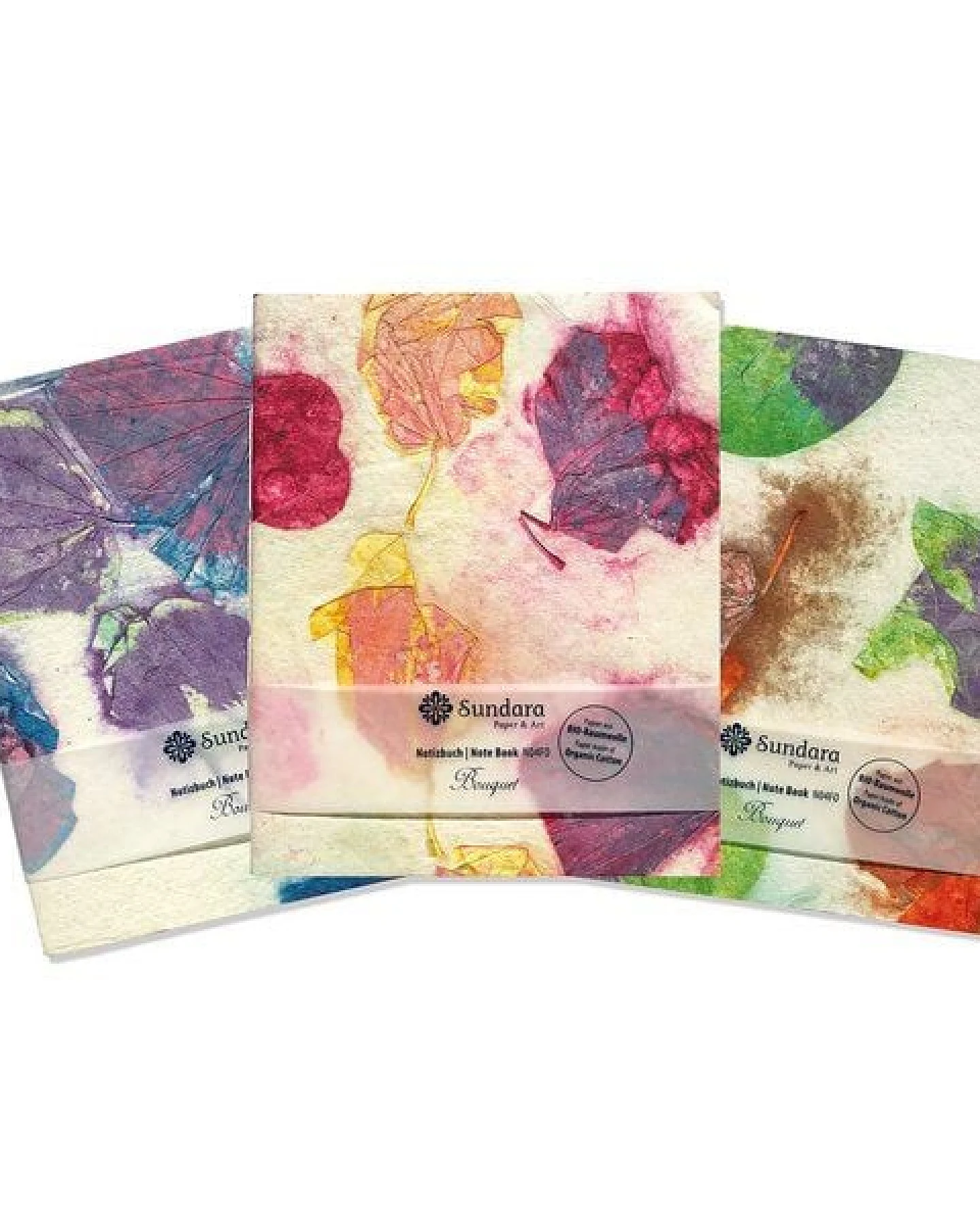 Sundara Notizbuch "Bouquet" – handgeschöpftes Recycling Biobaumwoll-Papier, Indigo – Ansicht 2