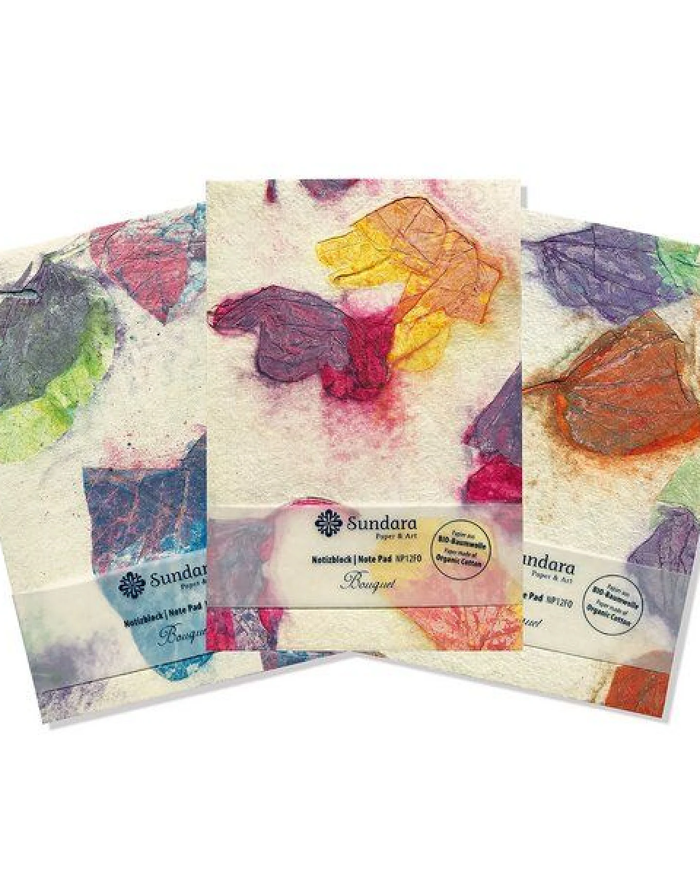Sundara Notizblock "Bouquet" – handgeschöpftes Recycling Biobaumwoll-Papier, Indigo – Ansicht 2