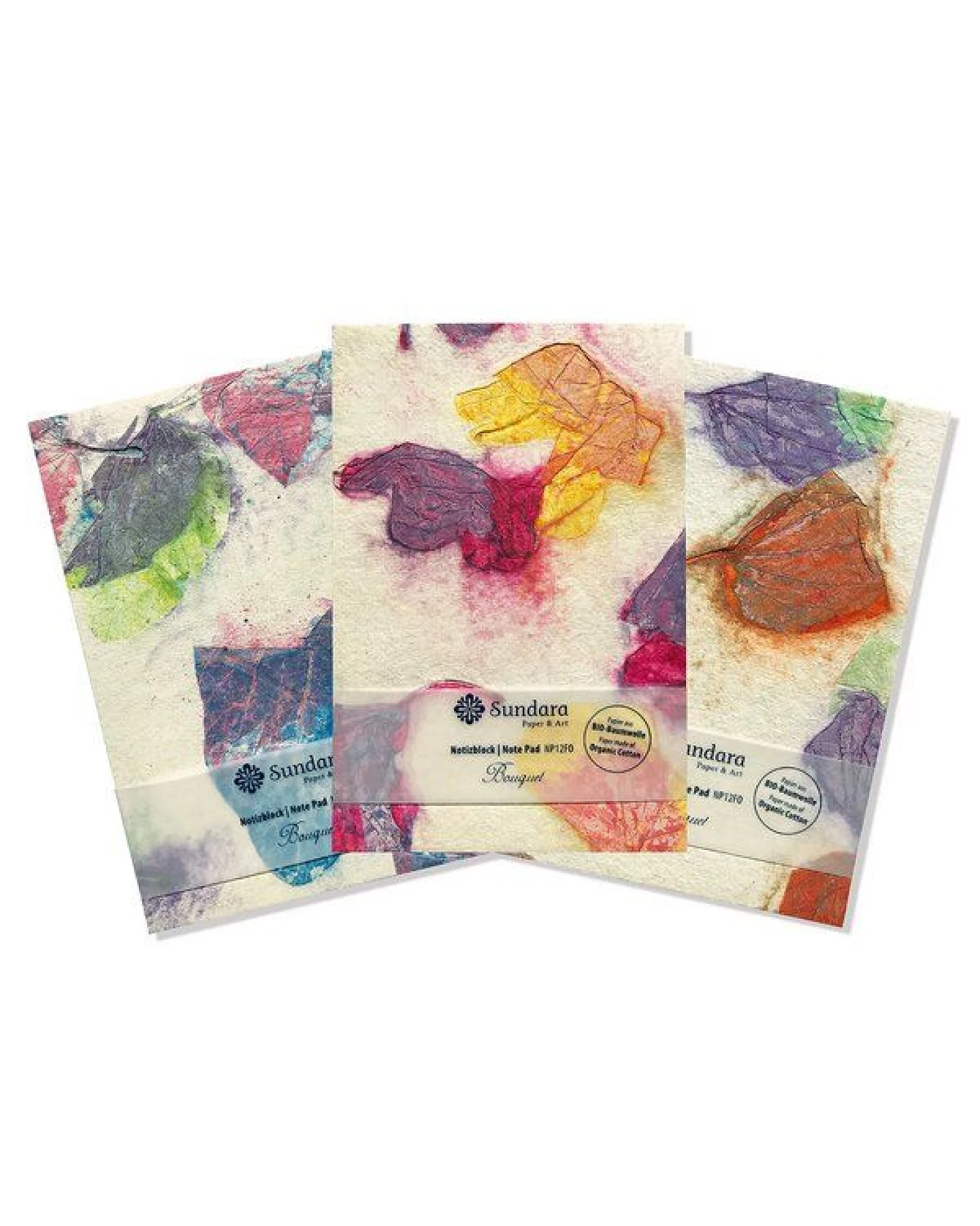 Sundara Notizblock "Bouquet" – handgeschöpftes Recycling Biobaumwoll-Papier, Pink/Orange – Ansicht 2