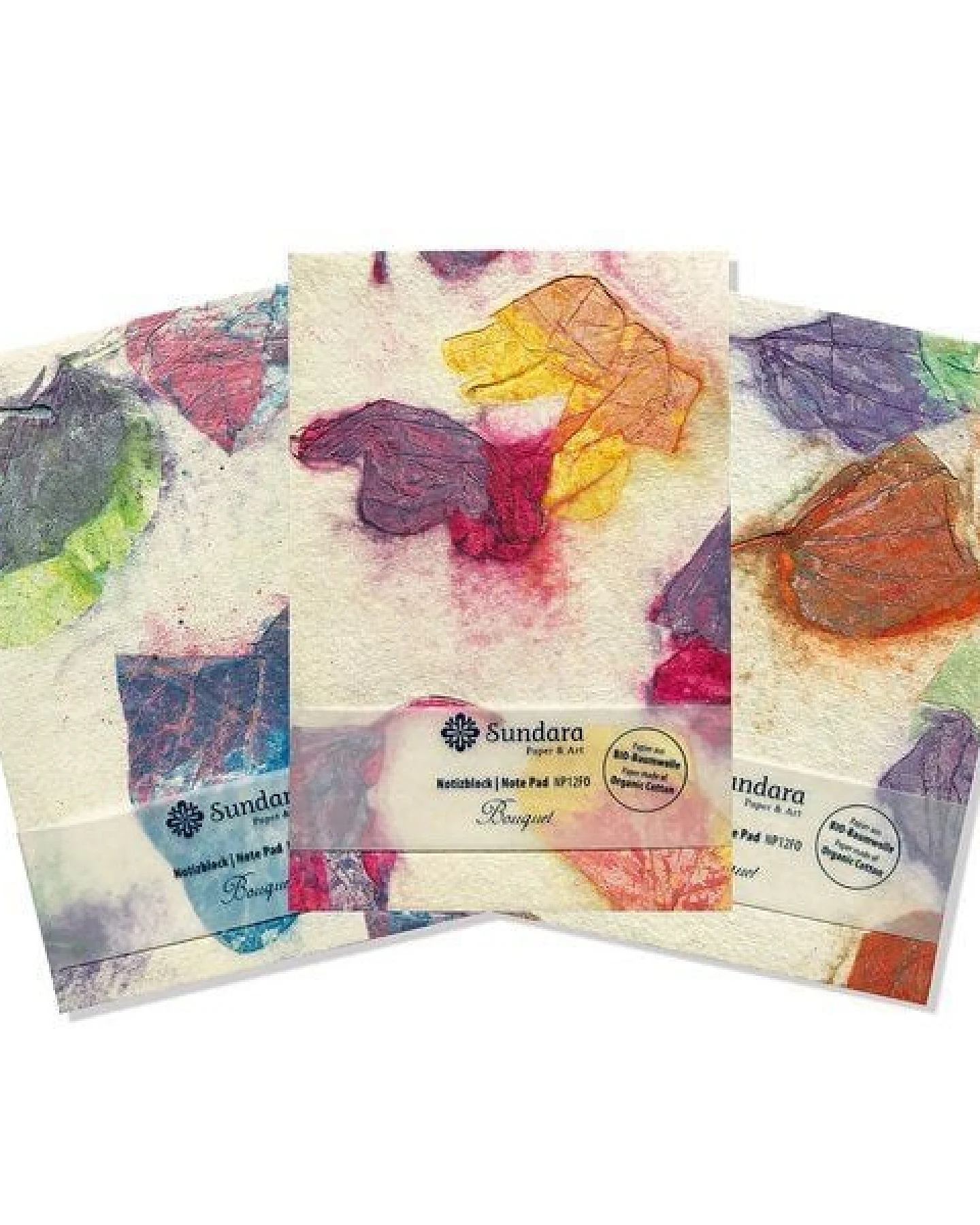Sundara Notizblock "Bouquet" – handgeschöpftes Recycling Biobaumwoll-Papier, Pink/Orange – Ansicht 2