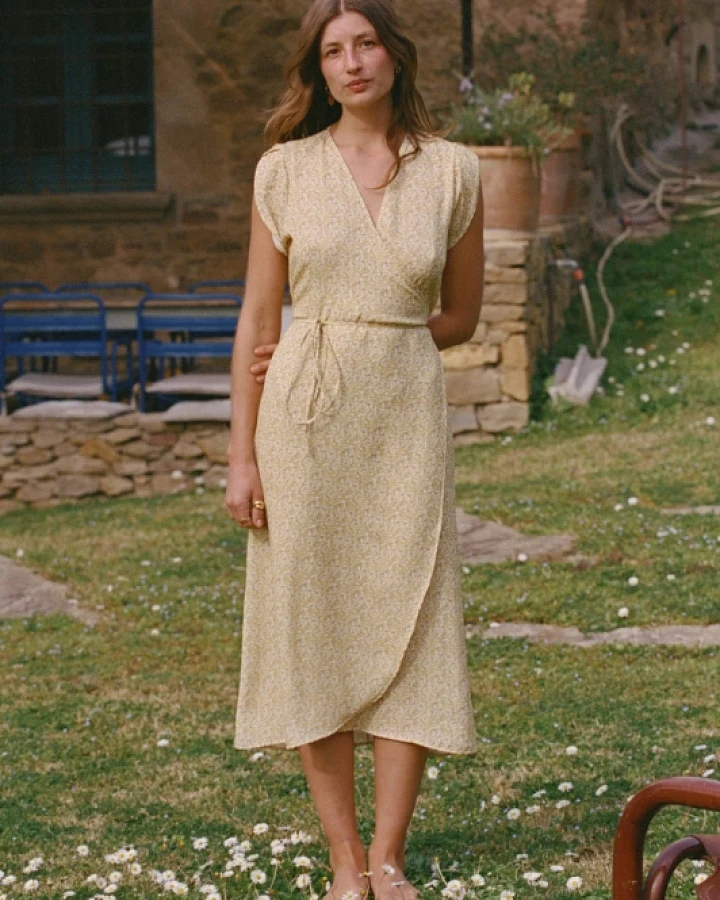 Nénés Damen vegan Kleid Inès Flower Print Gelb