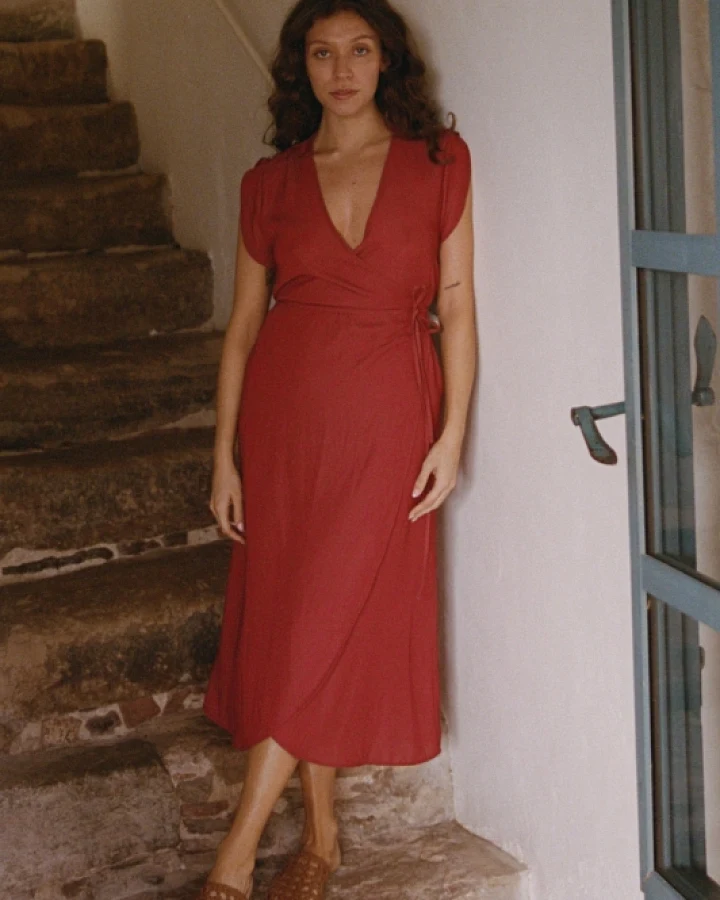 Nénés Damen vegan Kleid Inès Terracotta Rot