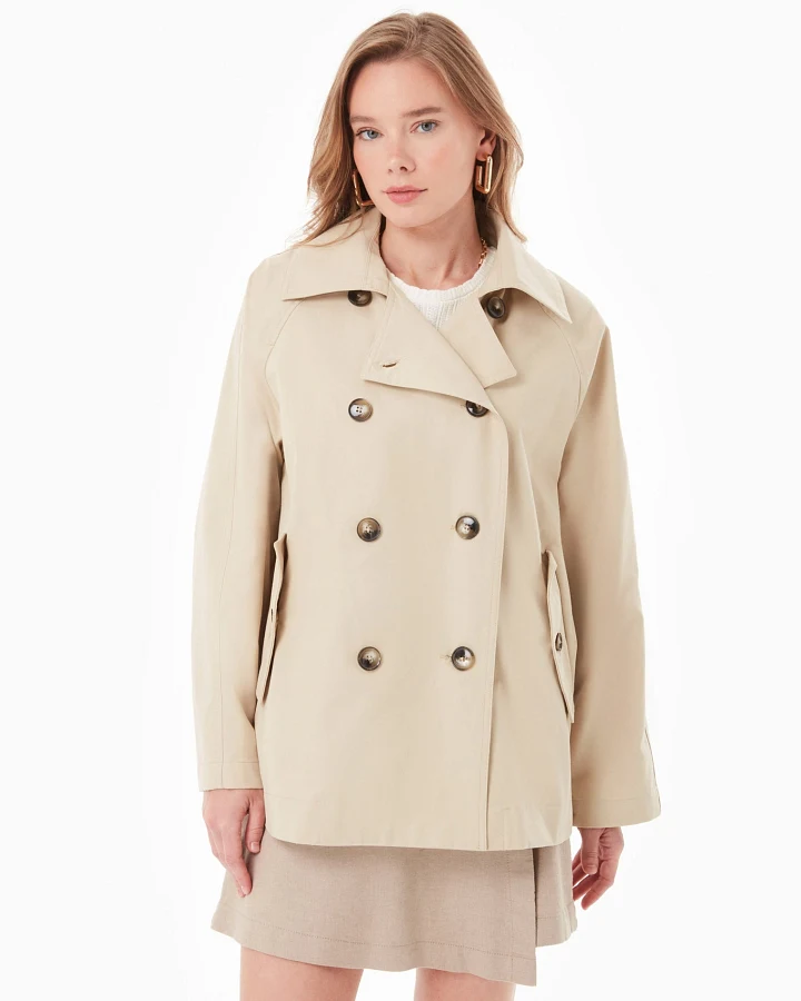 ORGANICATION Damen vegan Trenchcoat Stein