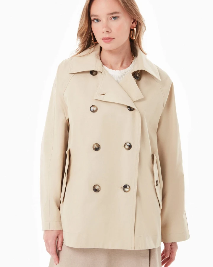 ORGANICATION Damen vegan Trenchcoat Stein