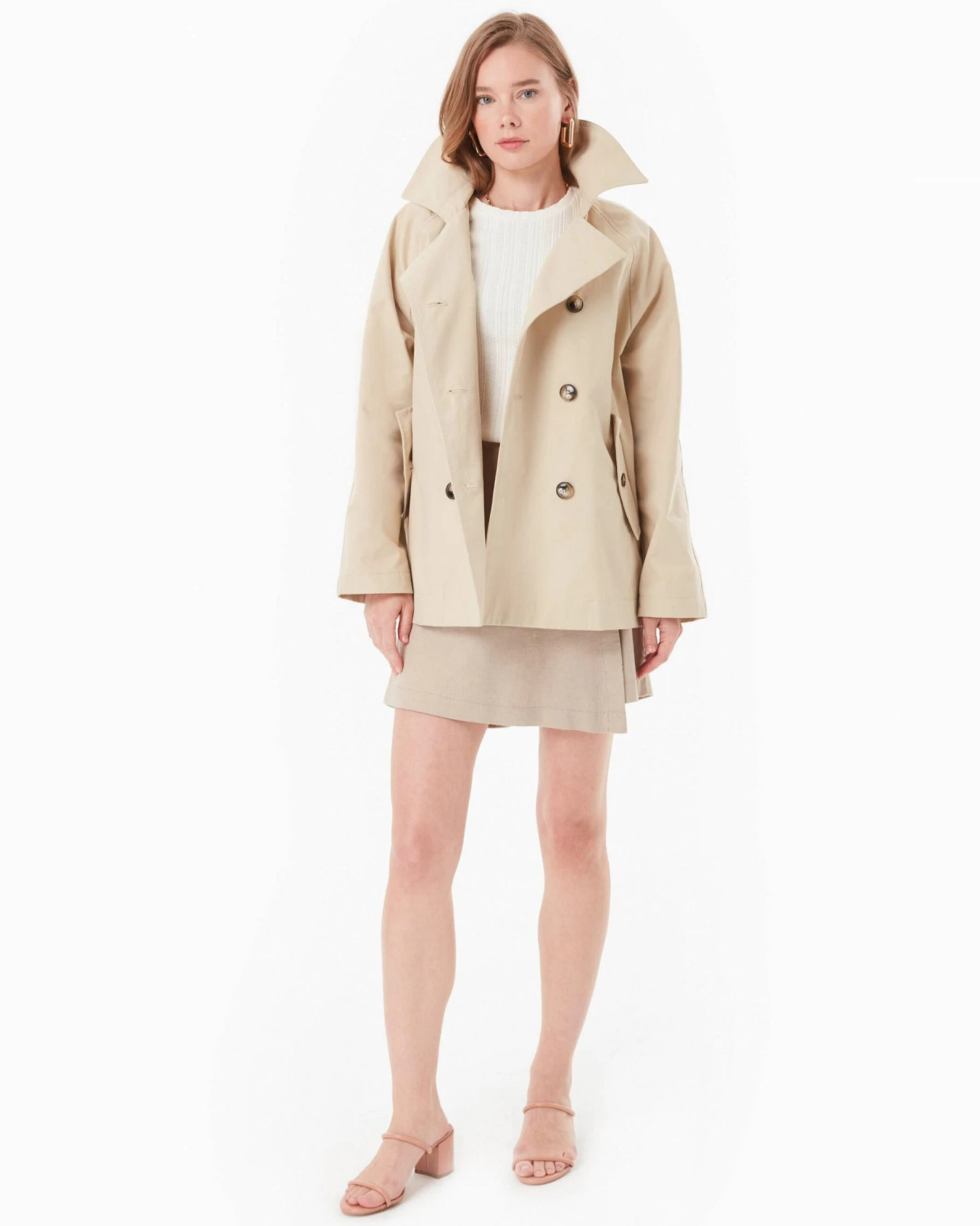 ORGANICATION Damen vegan Trenchcoat Stein – Ansicht 2