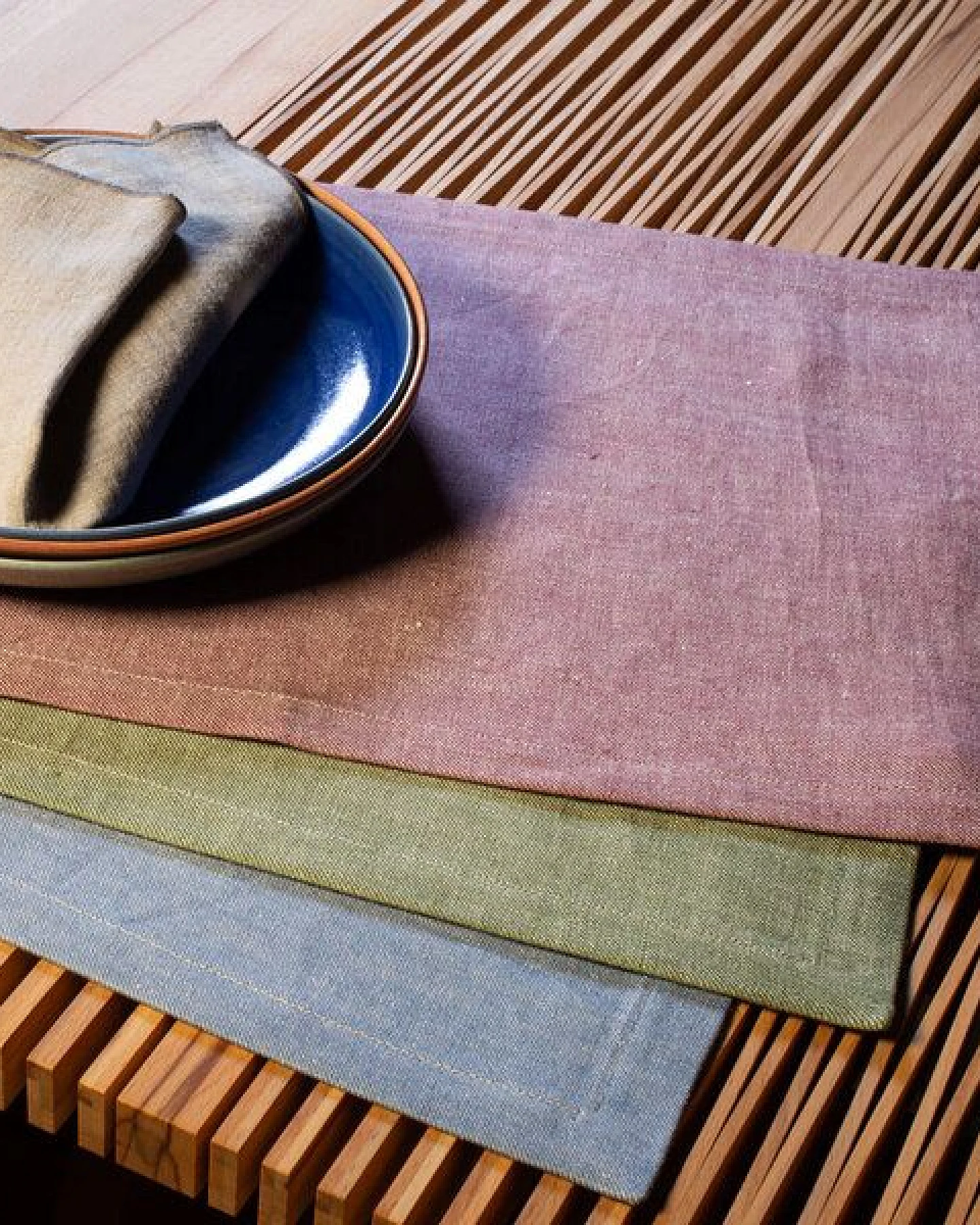 nahtur-design 3er-Set Tischsets aus Bioleinen – 100 % Leinen, Leinendenim – Ansicht 2