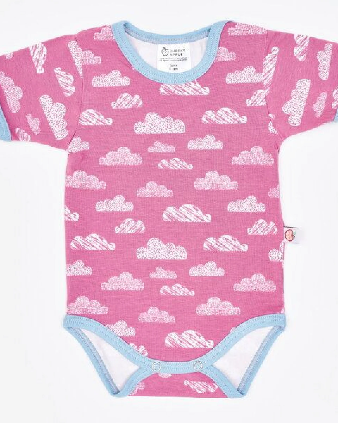 Cheeky Apple Kurzarm-Body "Wolken Vintage Rose" aus Bio-Baumwolle – Ansicht 2