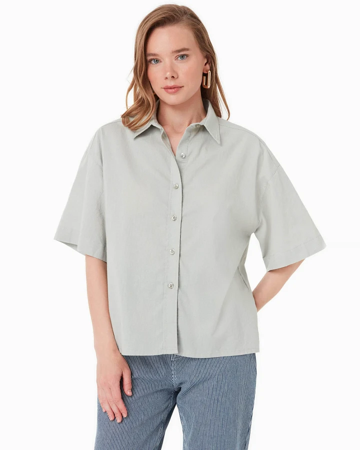 ORGANICATION Damen vegan Bluse Grünes Moos