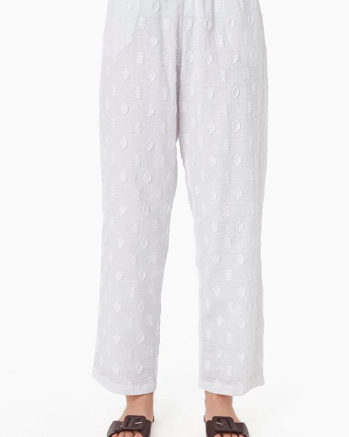 ORGANICATION Damen vegan Hose Jacquard Weiß