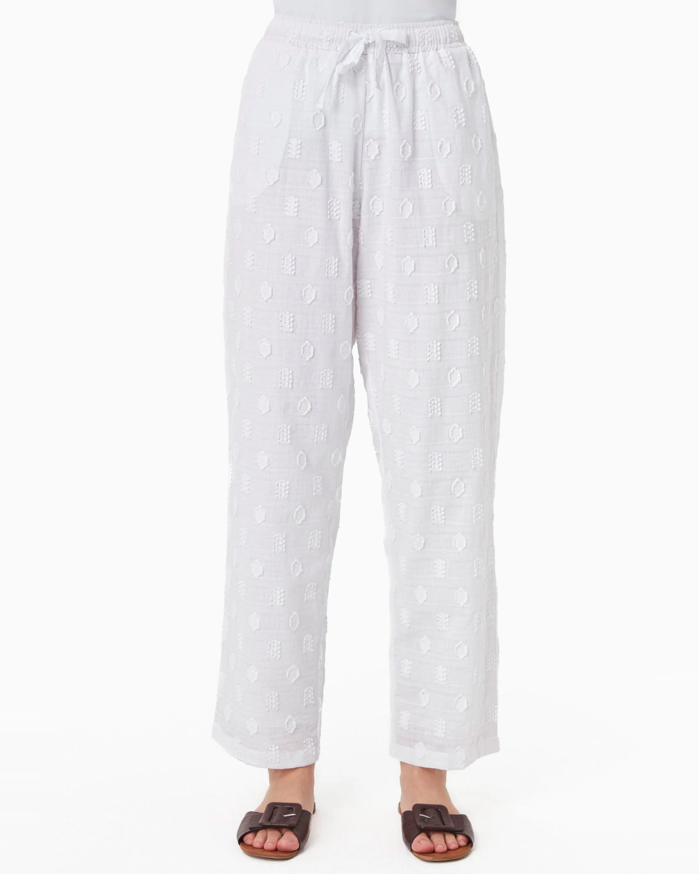ORGANICATION Damen vegan Hose Jacquard Weiß – Ansicht 2