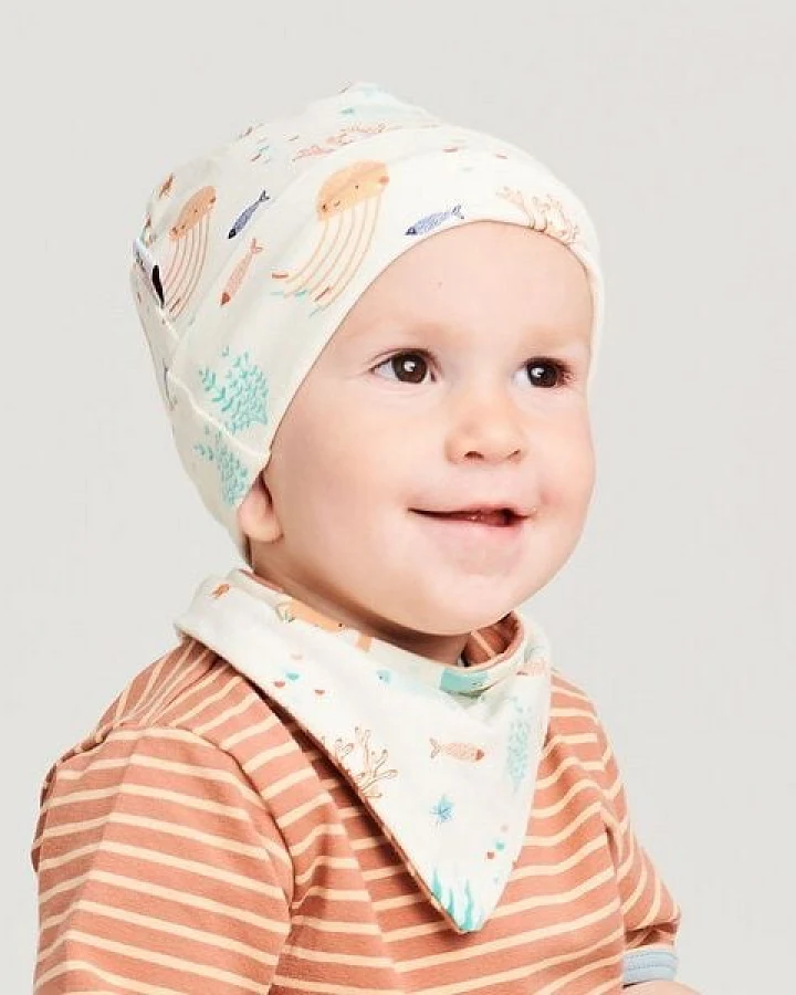 Cheeky Apple Wendbares Dreieckstuch "Ocean Party" aus Bio-Baumwolle