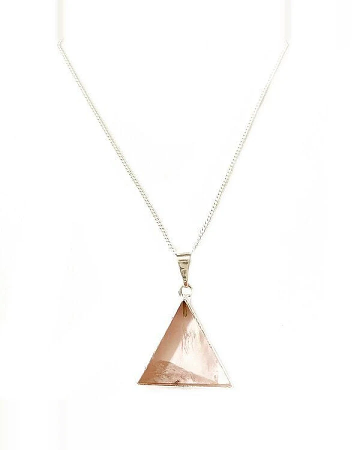 Crystal and Sage Rosenquarz Dreieck Halskette
