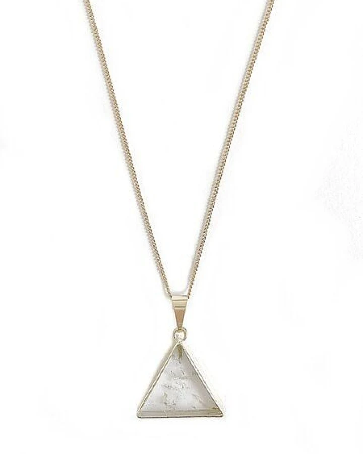 Crystal and Sage Bergkristall Dreieck Halskette, aufrecht, vergoldet oder versilbert