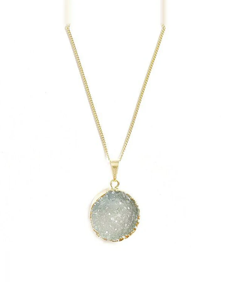 Crystal and Sage Achat Halskette rund, vergoldet oder versilbert
