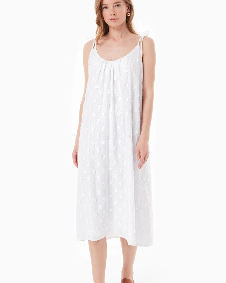 ORGANICATION Damen vegan Kleid Jacquard Weiß