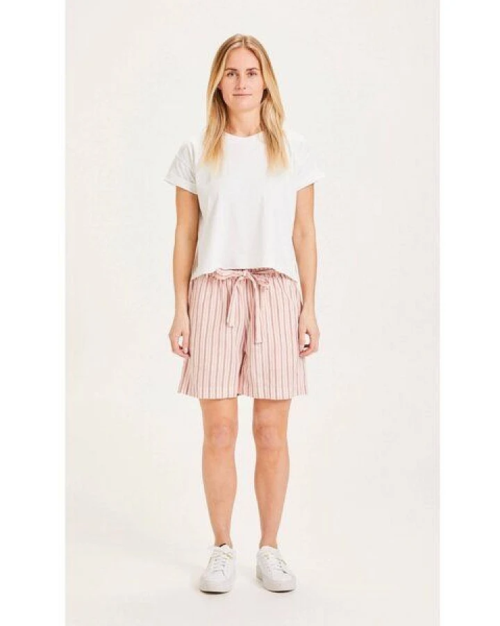 KnowledgeCotton Apparel Gestreifte Paperbag Shorts TULIP mit Tencel