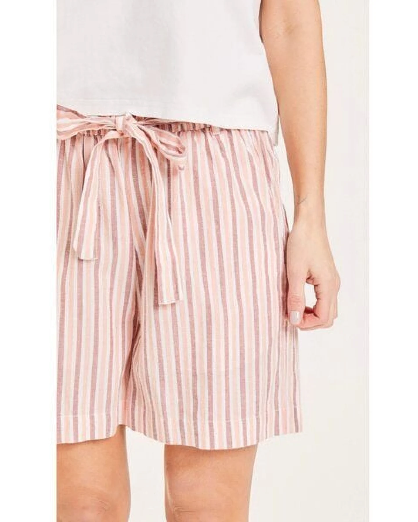 KnowledgeCotton Apparel Gestreifte Paperbag Shorts TULIP mit Tencel – Ansicht 4