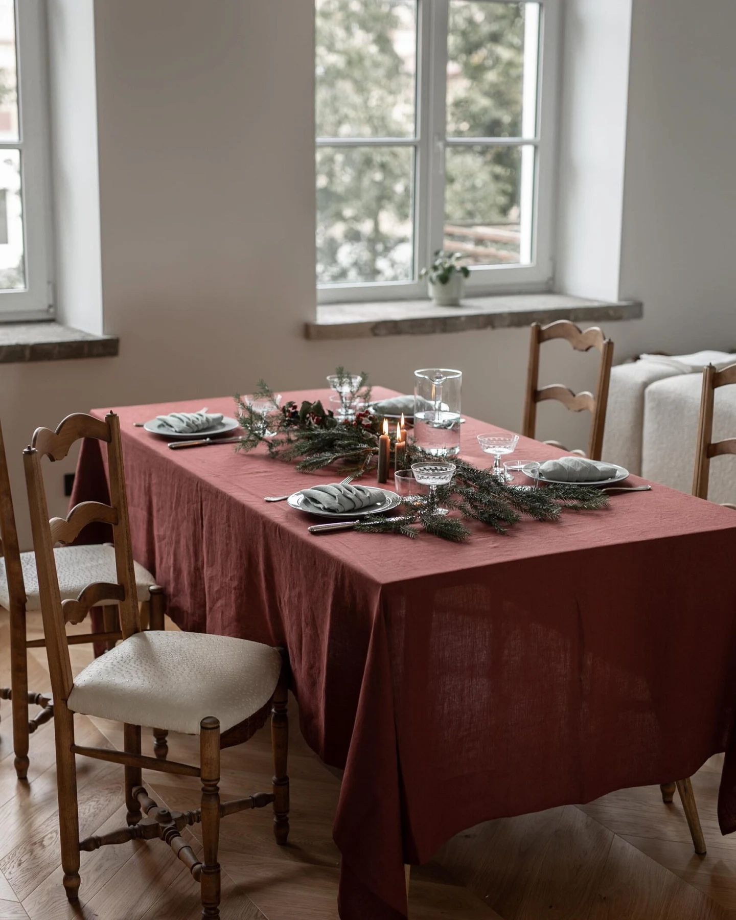 AmourLinen unisex vegan Tischtuch Terrakotta – Ansicht 2