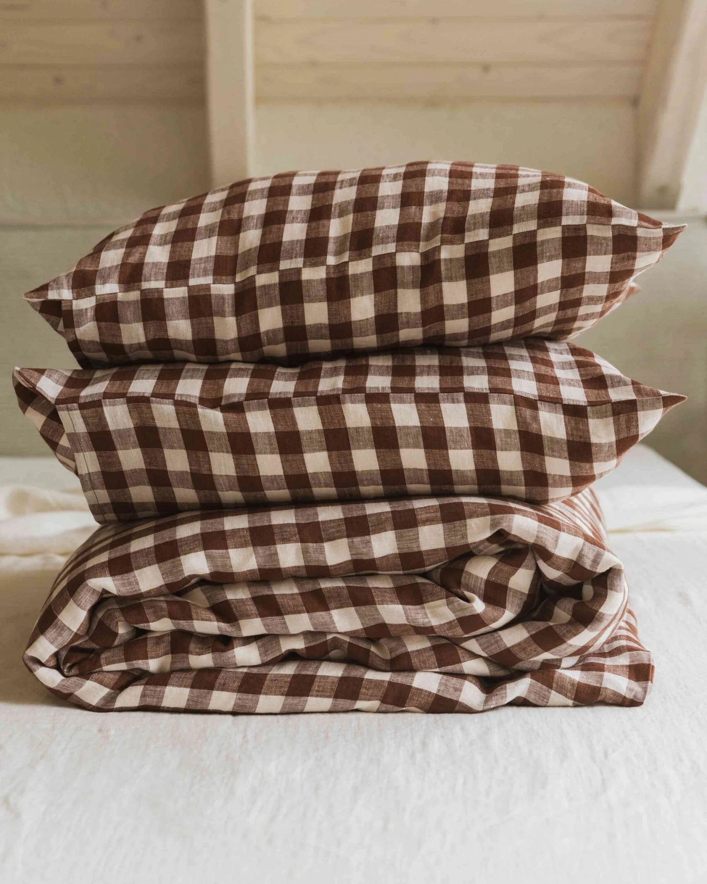 AmourLinen unisex vegan Set Bettwäsche Mocha Gingham – Ansicht 2