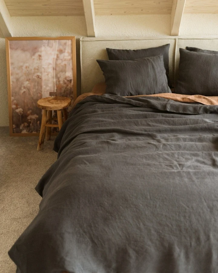 AmourLinen unisex vegan Set Bettwäsche Holzkohle