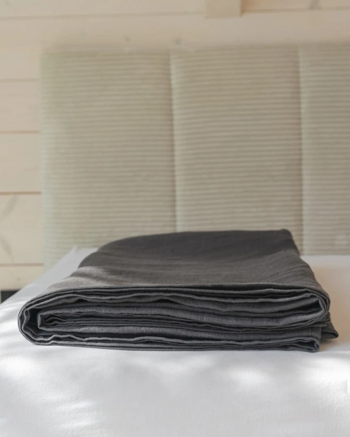 AmourLinen unisex vegan Flaches Laken Holzkohle