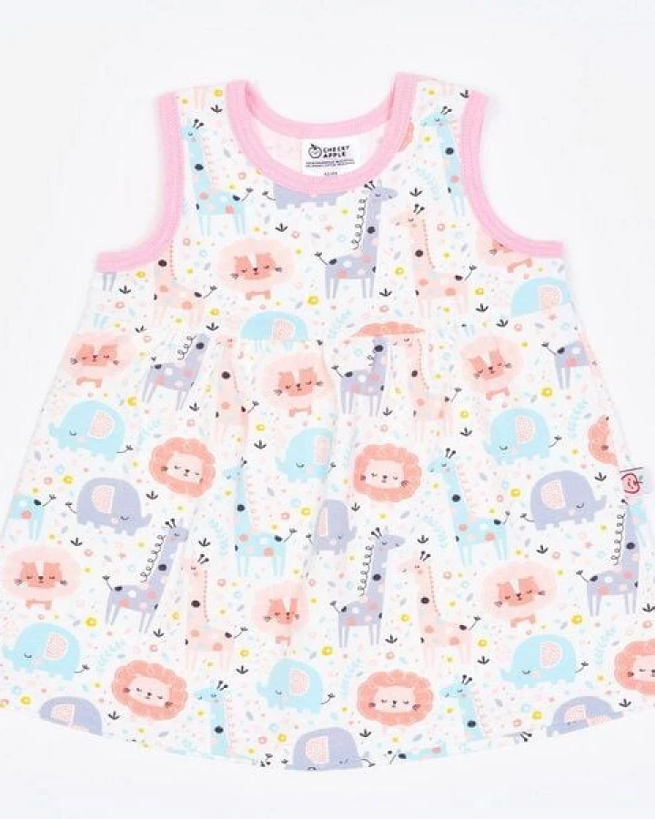 Cheeky Apple Ärmelloses Jerseykleid "Mini Jungle Rose" aus Bio-Baumwolle