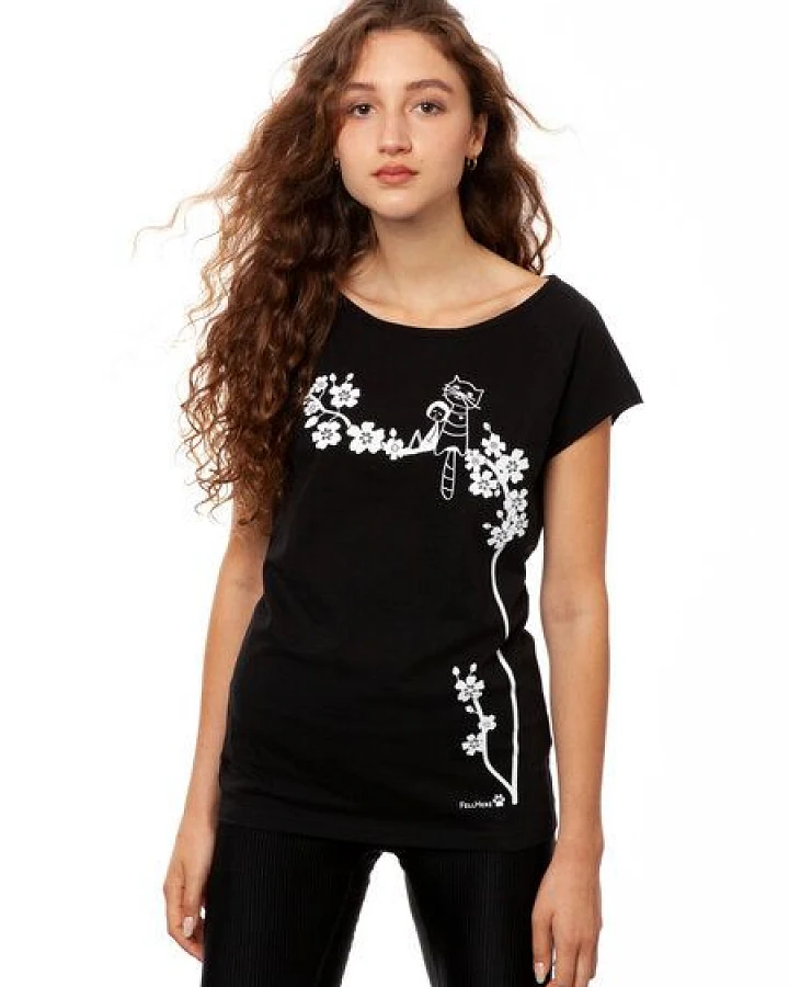 FellHerz Damen T-Shirt Catlove Bio & Fair & Handbedruckt