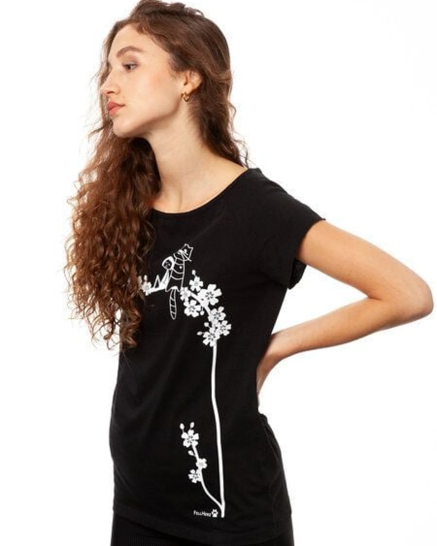 FellHerz Damen T-Shirt Catlove Bio & Fair & Handbedruckt – Ansicht 4