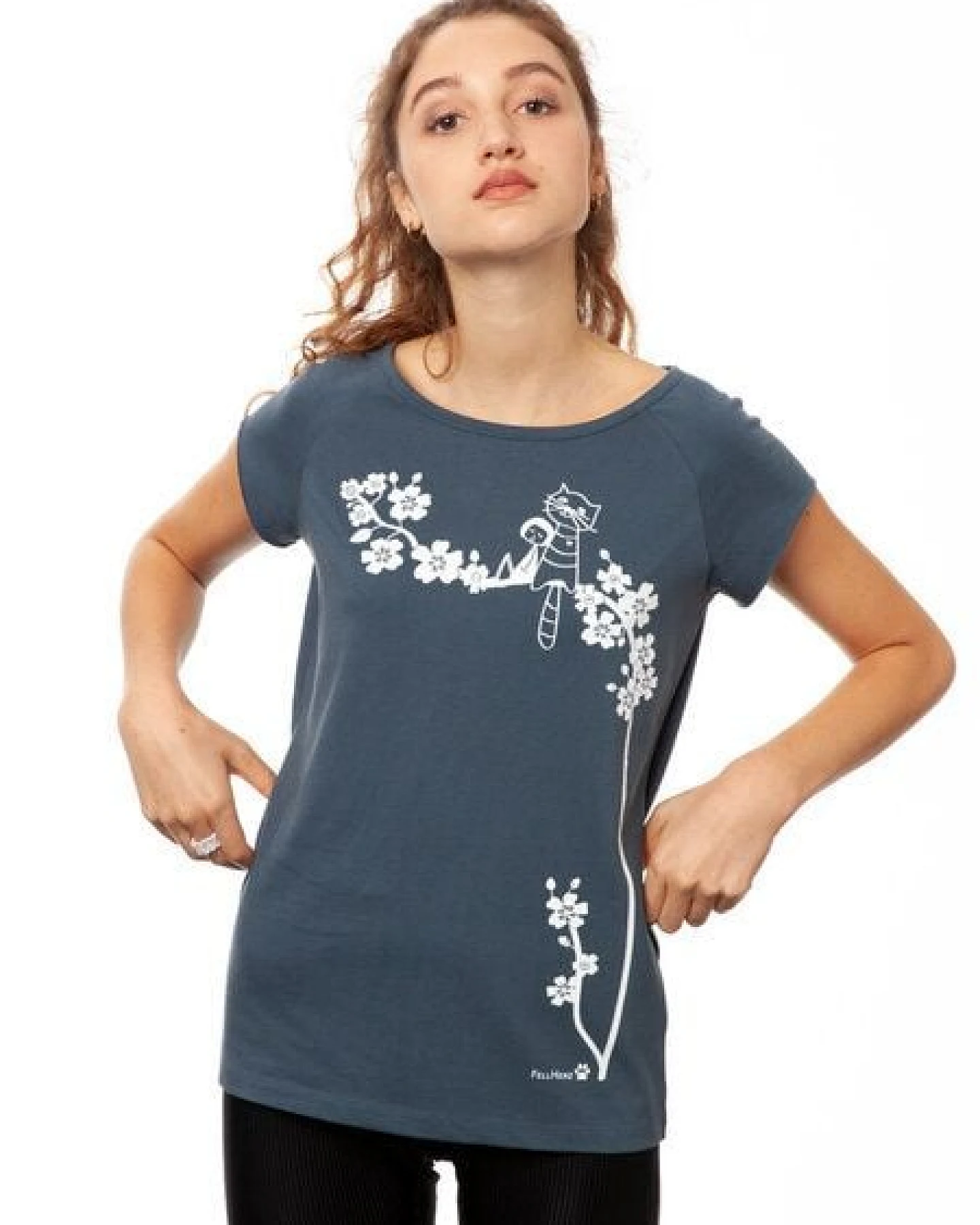 FellHerz Damen T-Shirt Catlove Bio & Fair & Handbedruckt – Ansicht 4
