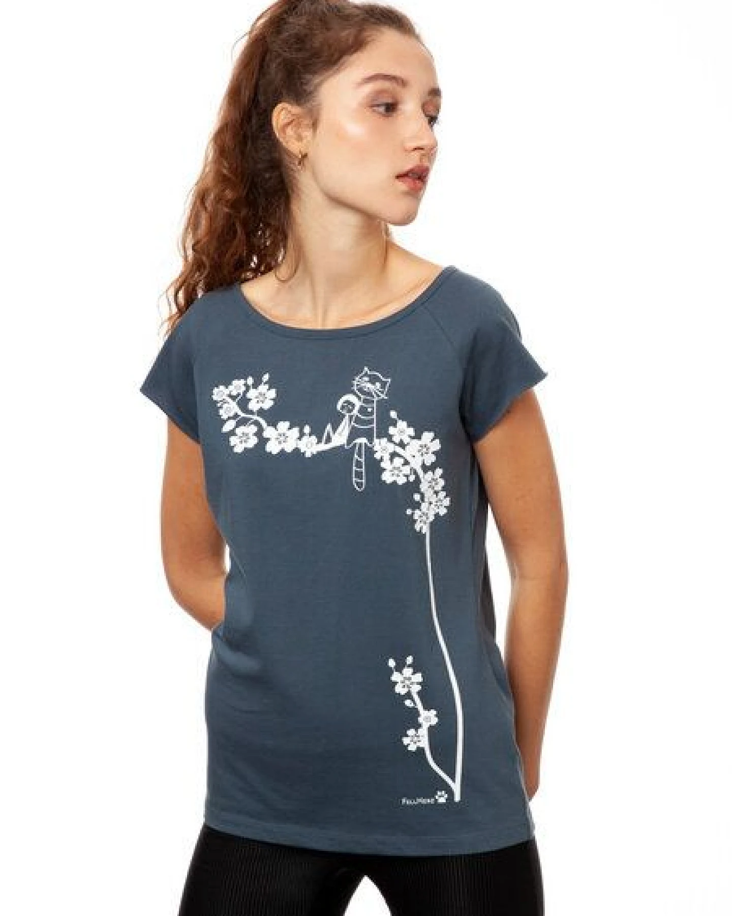 FellHerz Damen T-Shirt Catlove Bio & Fair & Handbedruckt – Ansicht 4
