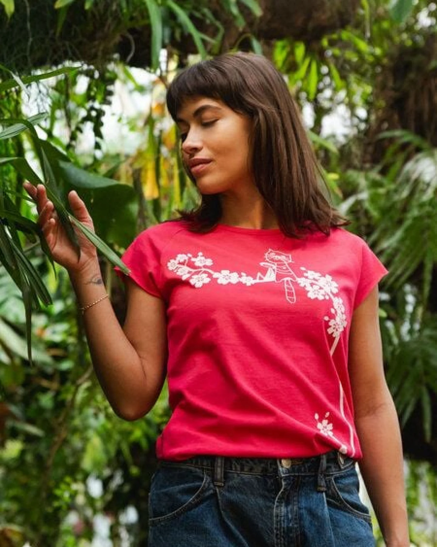 FellHerz Damen T-Shirt Catlove Bio & Fair & Handbedruckt – Ansicht 2