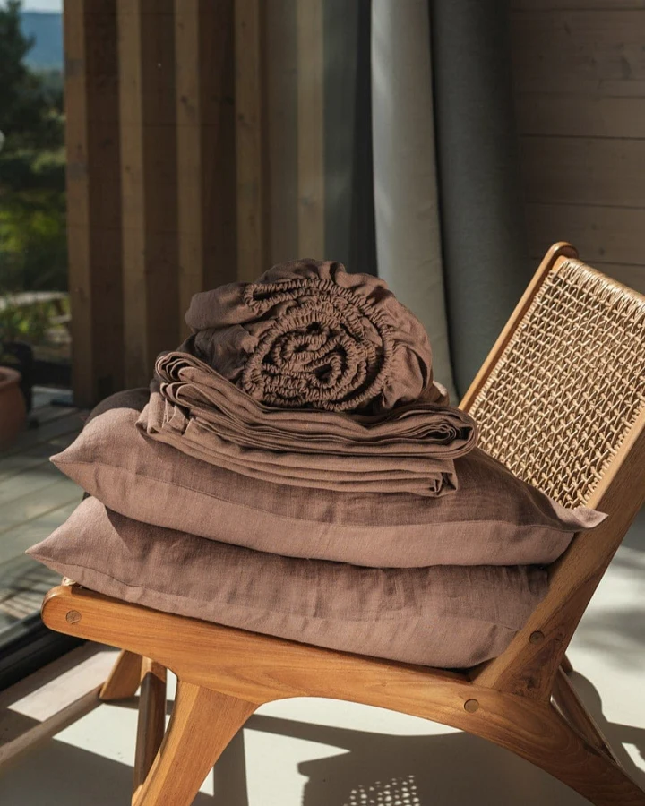 AmourLinen unisex vegan Set Bettlaken Rosy Brown
