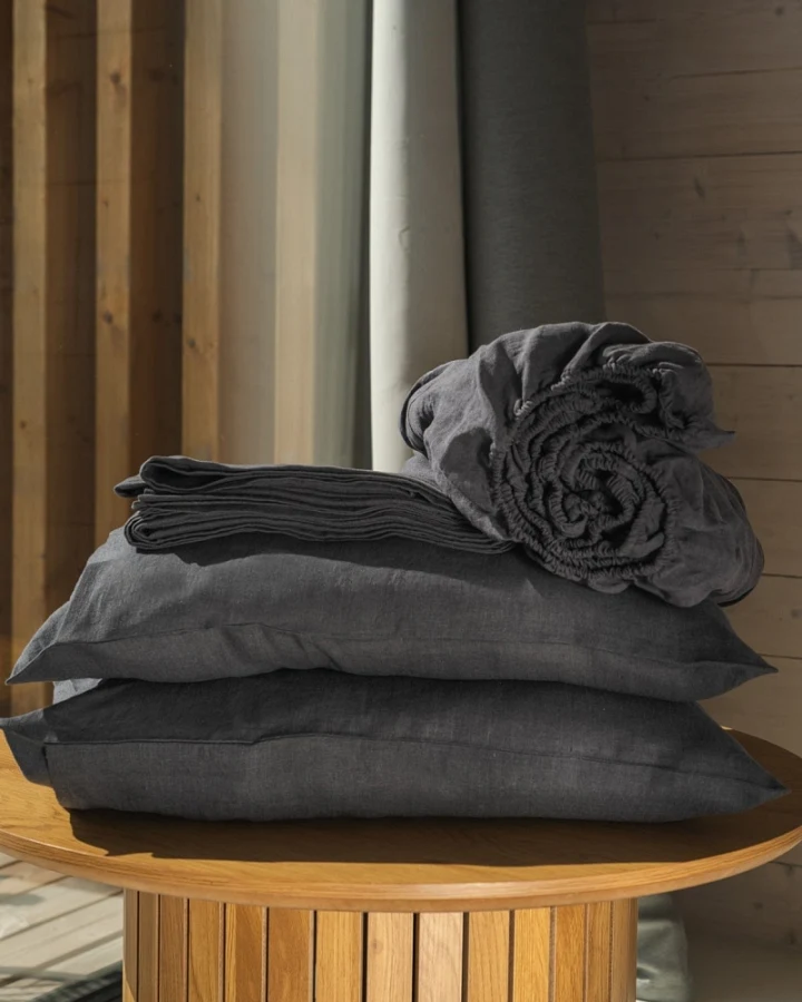 AmourLinen unisex vegan Set Bettlaken Holzkohle