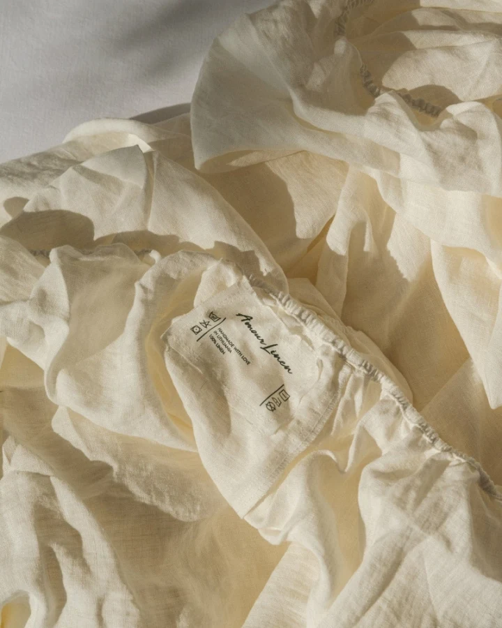 AmourLinen unisex vegan Spannbetttuch Weiß