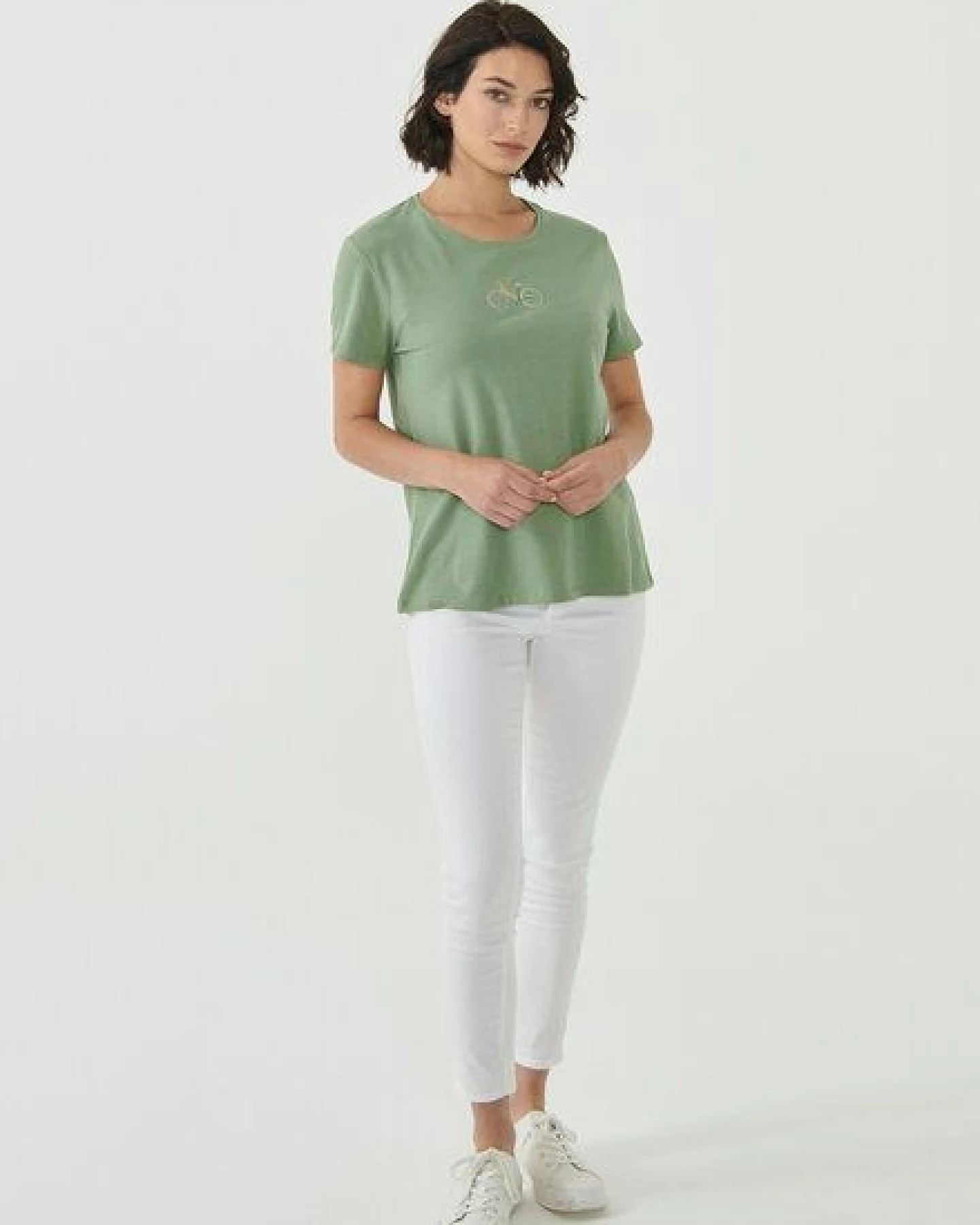 ORGANICATION T-Shirt aus Bio-Baumwolle mit Fahrrad-Stickerei – Ansicht 2