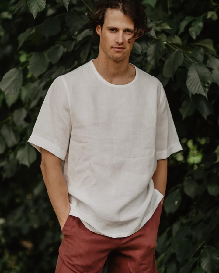 AmourLinen Herren vegan Top Atlas Weiß