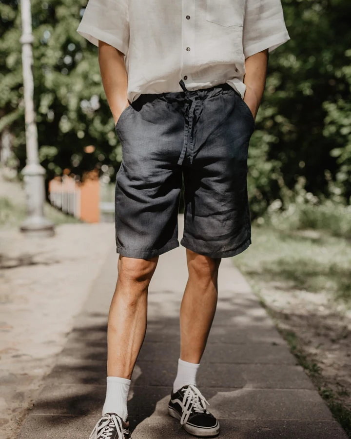 AmourLinen Herren vegan Shorts Classic Hermes Anthrazit