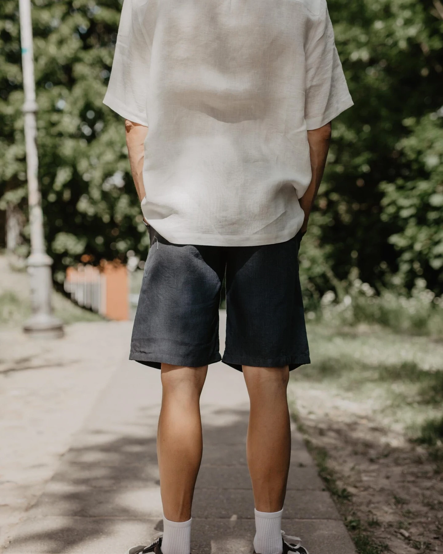 AmourLinen Herren vegan Shorts Classic Hermes Anthrazit – Ansicht 2