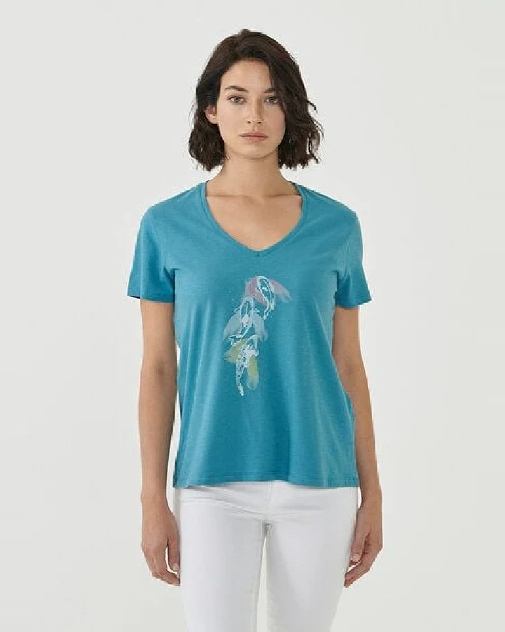 ORGANICATION T-Shirt aus Bio-Baumwolle mit Fisch-Print