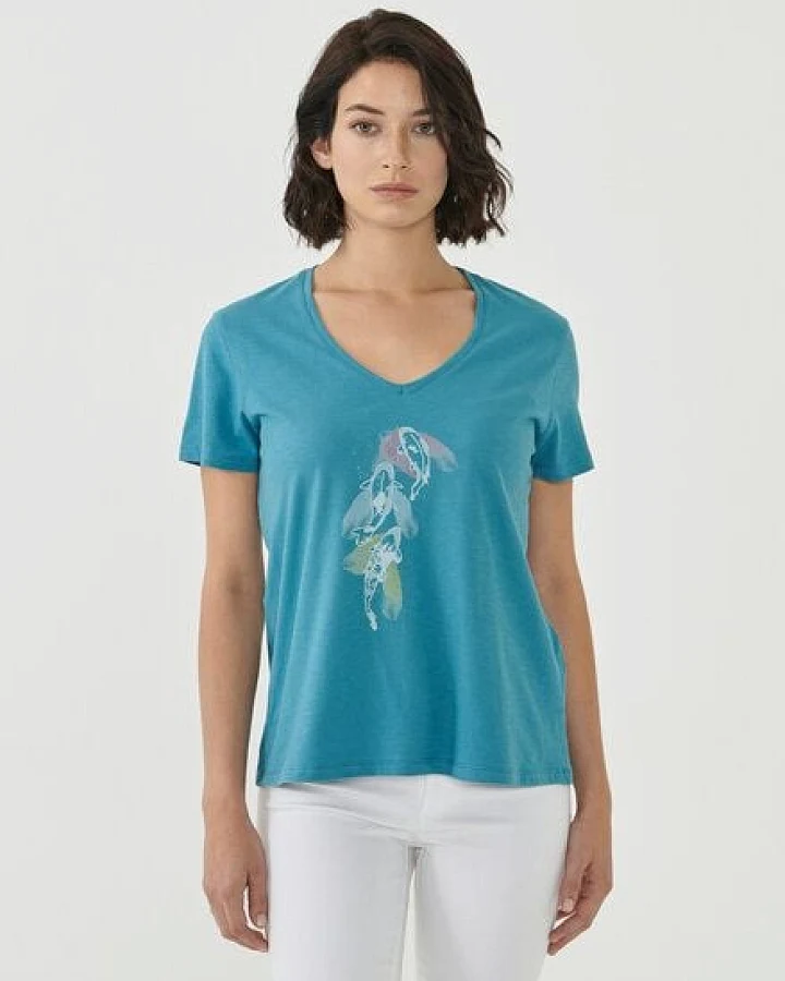 ORGANICATION T-Shirt aus Bio-Baumwolle mit Fisch-Print