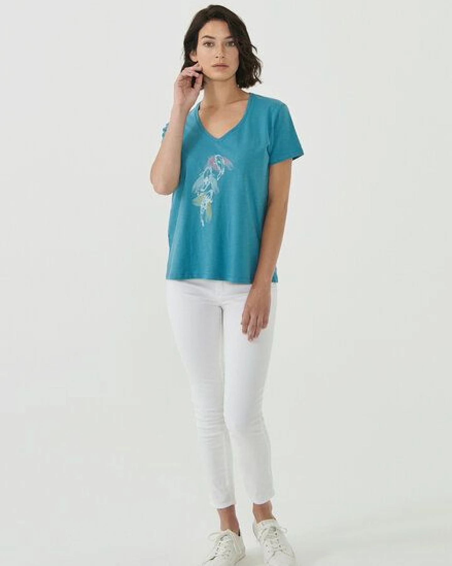 ORGANICATION T-Shirt aus Bio-Baumwolle mit Fisch-Print – Ansicht 2