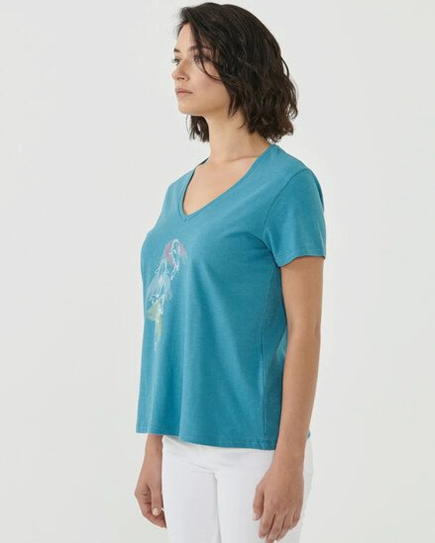 ORGANICATION T-Shirt aus Bio-Baumwolle mit Fisch-Print – Ansicht 3