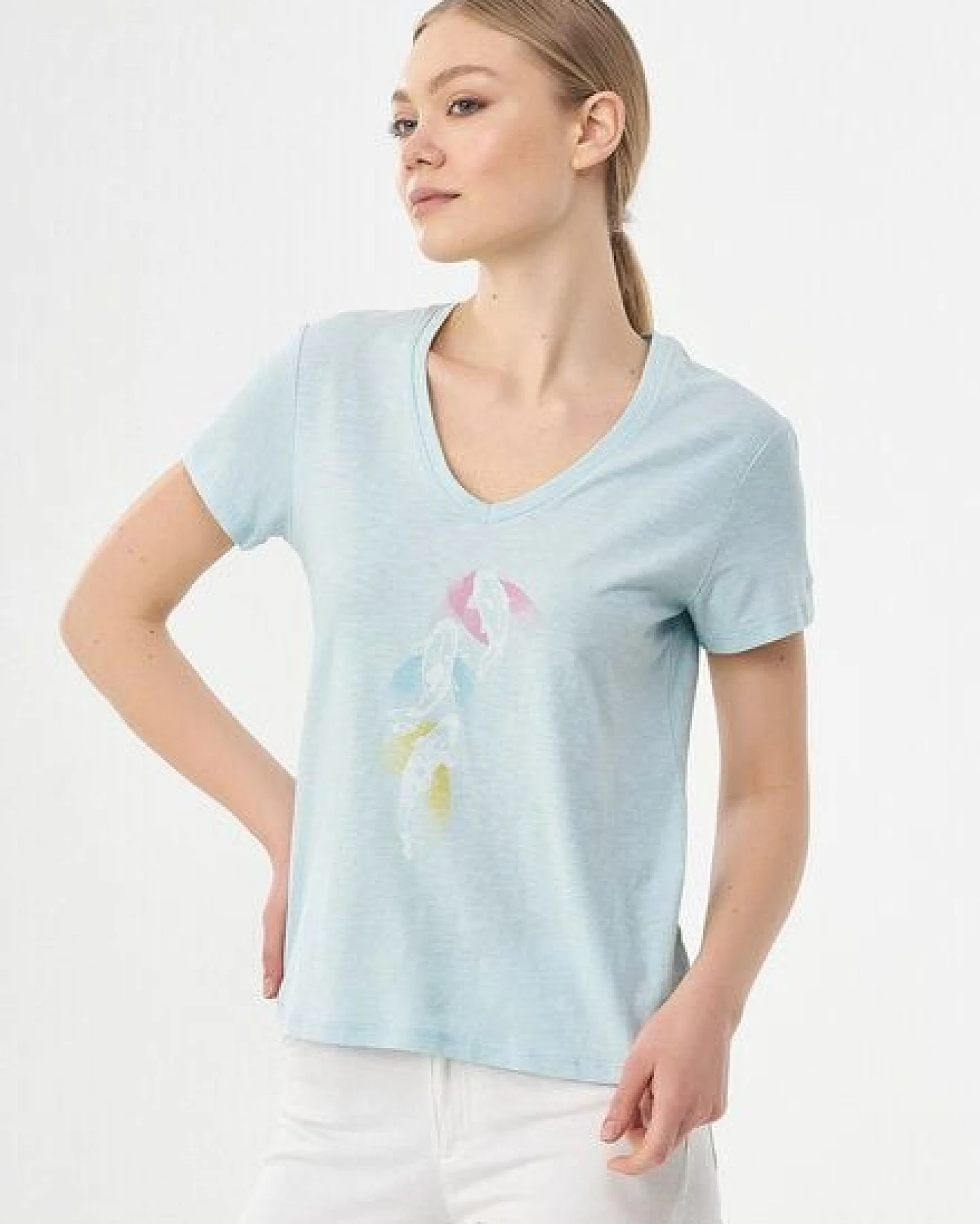ORGANICATION T-Shirt aus Bio-Baumwolle mit Fisch-Print – Ansicht 3