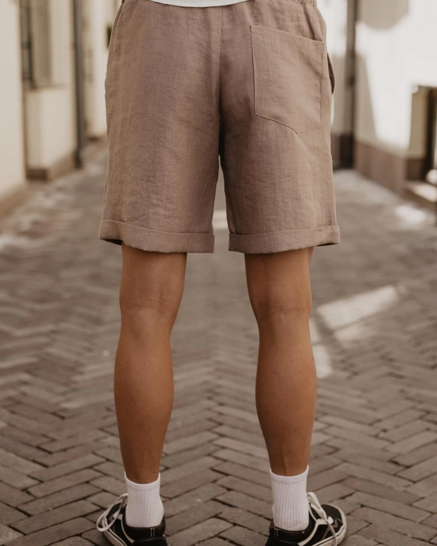 AmourLinen Herren vegan Shorts Ares Rosy Brown – Ansicht 2