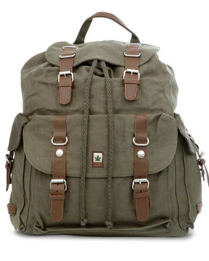 PURE HF-0016 Großer Hanf-Rucksack mit 3 Außenfächern