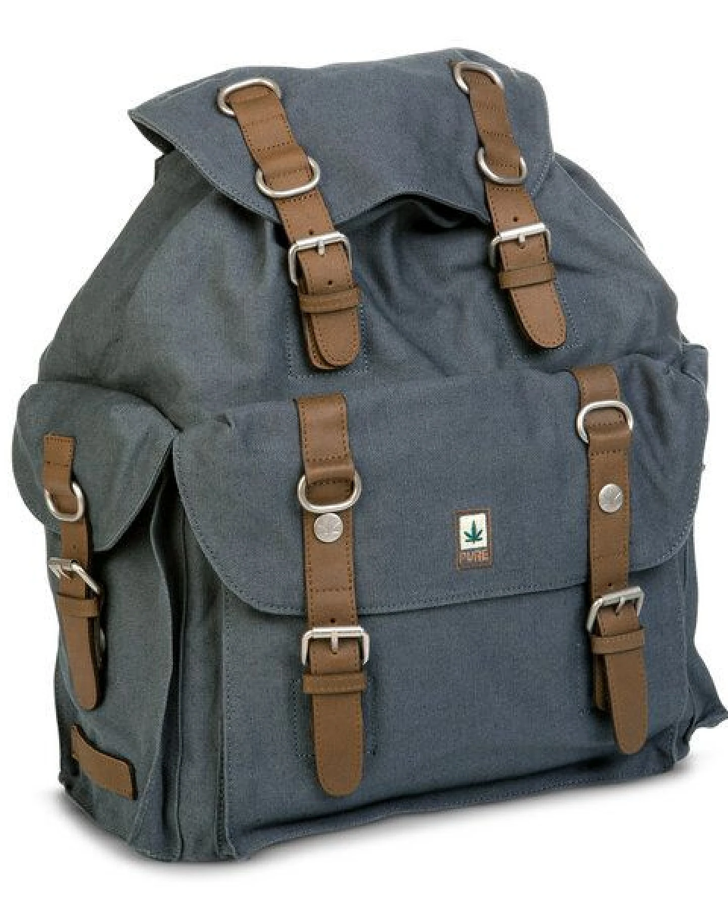 PURE HF-0016 Großer Hanf-Rucksack mit 3 Außenfächern – Ansicht 2