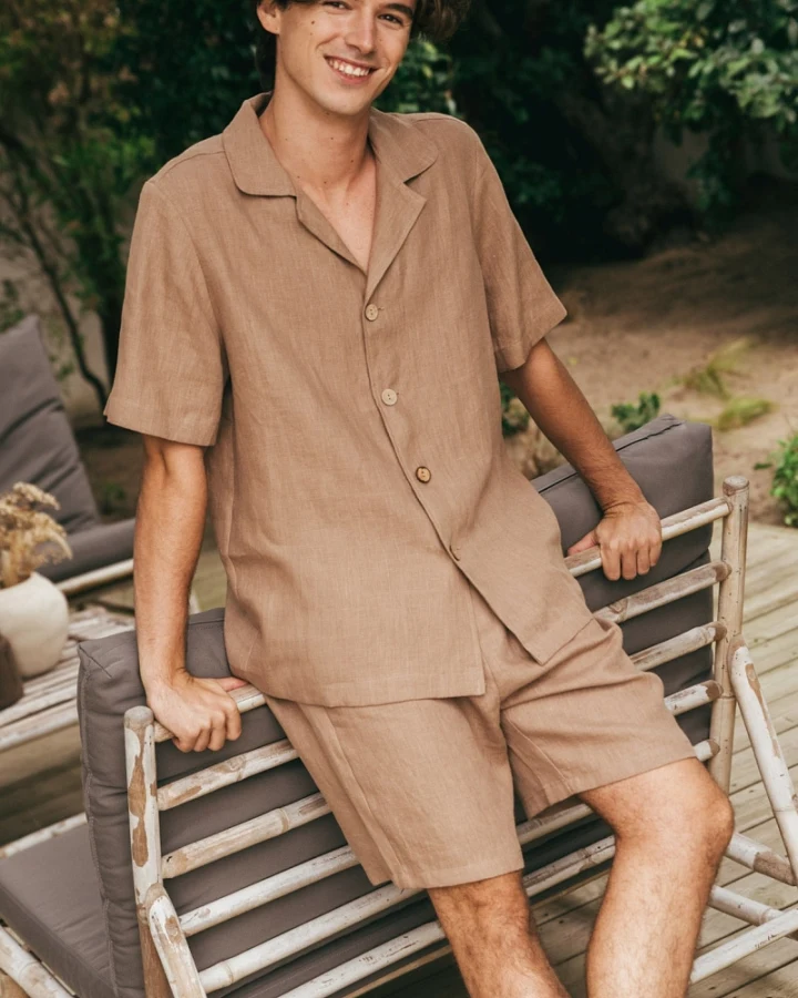 AmourLinen Herren vegan Set Loungewear Aspen Rosy Brown