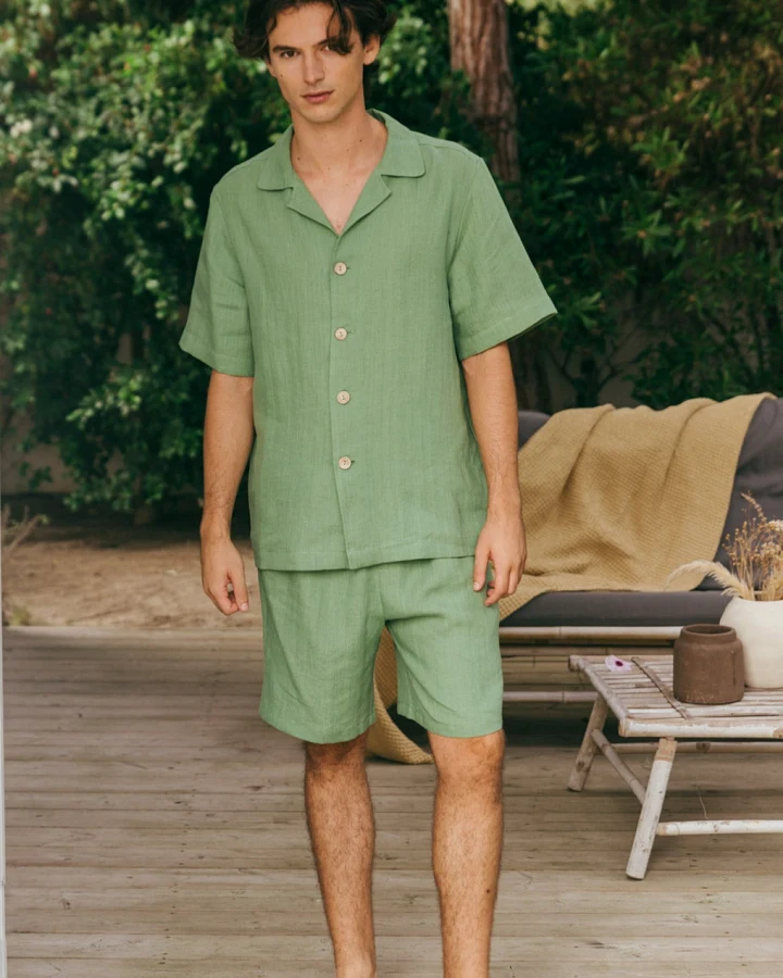 AmourLinen Herren vegan Set Loungewear Aspen Matcha Grün