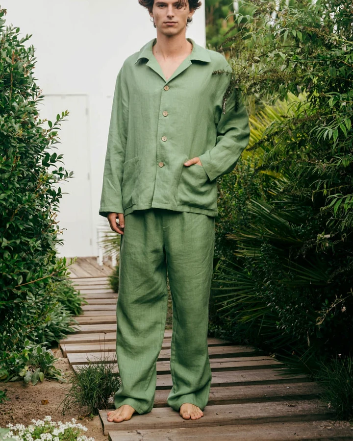 AmourLinen Herren vegan Set Loungewear Oliver Matcha Grün